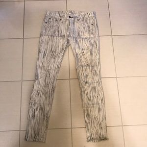 Rag & Bone Cream & Black Paint Brush Skinny Jeans